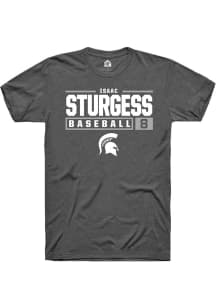 Isaac Sturgess  Michigan State Spartans Grey Rally NIL Stacked Box Short Sleeve T Shirt