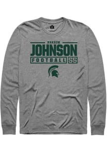 Rakeem Johnson  Michigan State Spartans Graphite Rally NIL Stacked Box Long Sleeve T Shirt