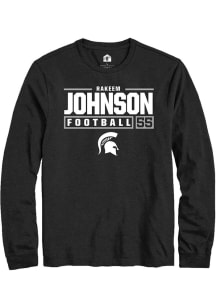 Rakeem Johnson  Michigan State Spartans Black Rally NIL Stacked Box Long Sleeve T Shirt