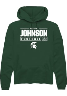 Rakeem Johnson  Rally Michigan State Spartans Mens Green NIL Stacked Box Long Sleeve Hoodie