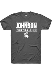 Rakeem Johnson  Michigan State Spartans Grey Rally NIL Stacked Box Short Sleeve T Shirt