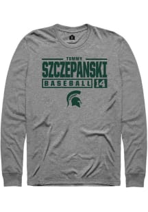 Tommy Szczepanski  Michigan State Spartans Graphite Rally NIL Stacked Box Long Sleeve T Shirt