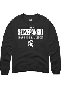 Tommy Szczepanski  Rally Michigan State Spartans Mens Black NIL Stacked Box Long Sleeve Crew Sweat..