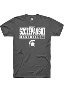 Tommy Szczepanski  Michigan State Spartans Grey Rally NIL Stacked Box Short Sleeve T Shirt