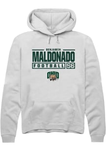 Benjamin Maldonado  Rally Ohio Bobcats Mens White Football NIL Stacked Box Long Sleeve Hoodie