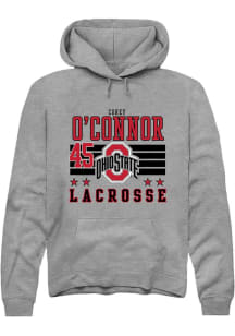 Rally Ohio State Buckeyes Mens Grey NIL Striped Long Sleeve Hoodie