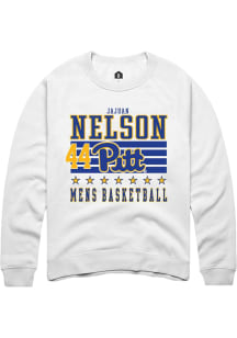 Jajuan Nelson  Rally Pitt Panthers Mens White NIL Striped Long Sleeve Crew Sweatshirt