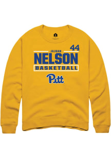 Jajuan Nelson  Rally Pitt Panthers Mens Gold NIL Stacked Box Long Sleeve Crew Sweatshirt