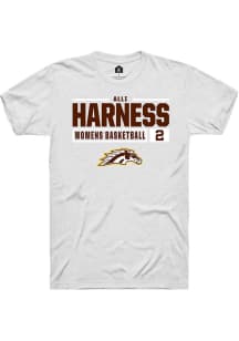 Alli Harness  Western Michigan Broncos White Rally NIL Stacked Box Short Sleeve T Shirt
