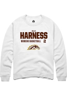 Alli Harness  Rally Western Michigan Broncos Mens White NIL Stacked Box Long Sleeve Crew Sweatshir..