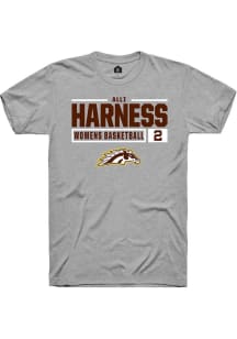 Alli Harness  Western Michigan Broncos Grey Rally NIL Stacked Box Short Sleeve T Shirt