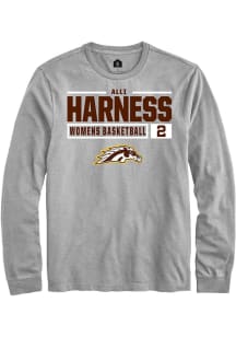 Alli Harness  Western Michigan Broncos Grey Rally NIL Stacked Box Long Sleeve T Shirt