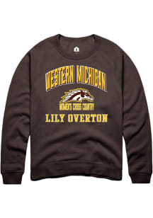 Lily Overton  Rally Western Michigan Broncos Mens Brown NIL Arch Logo Long Sleeve Crew Sweatshirt