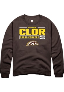 Madison Clor  Rally Western Michigan Broncos Mens Brown NIL Stacked Box Long Sleeve Crew Sweatshir..