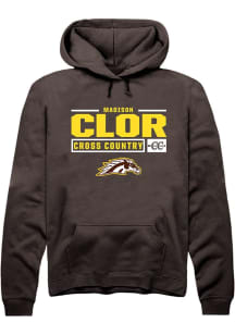 Madison Clor  Rally Western Michigan Broncos Mens Brown NIL Stacked Box Long Sleeve Hoodie