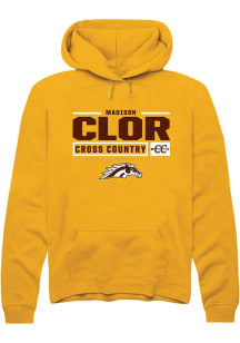 Madison Clor  Rally Western Michigan Broncos Mens Gold NIL Stacked Box Long Sleeve Hoodie