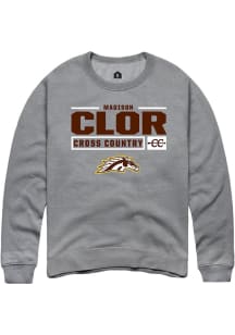 Madison Clor  Rally Western Michigan Broncos Mens Grey NIL Stacked Box Long Sleeve Crew Sweatshirt