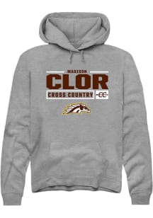Madison Clor  Rally Western Michigan Broncos Mens Grey NIL Stacked Box Long Sleeve Hoodie