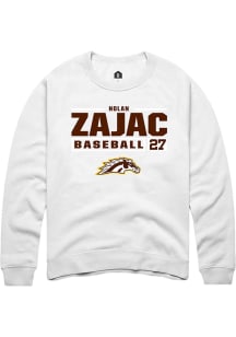 Nolan Zajac  Rally Western Michigan Broncos Mens White NIL Stacked Box Long Sleeve Crew Sweatshirt