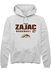 Nolan Zajac  Rally Western Michigan Broncos Mens White NIL Stacked Box Long Sleeve Hoodie