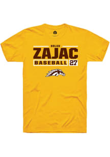 Nolan Zajac  Western Michigan Broncos Gold Rally NIL Stacked Box Short Sleeve T Shirt