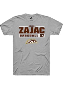 Nolan Zajac  Western Michigan Broncos Grey Rally NIL Stacked Box Short Sleeve T Shirt