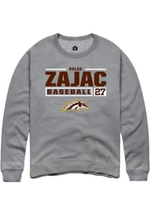 Nolan Zajac  Rally Western Michigan Broncos Mens Grey NIL Stacked Box Long Sleeve Crew Sweatshirt
