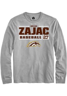 Nolan Zajac  Western Michigan Broncos Grey Rally NIL Stacked Box Long Sleeve T Shirt