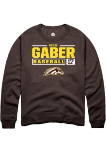 Reese Gaber  Rally Western Michigan Broncos Mens Brown NIL Stacked Box Long Sleeve Crew Sweatshirt