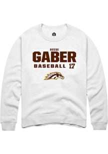 Reese Gaber  Rally Western Michigan Broncos Mens White NIL Stacked Box Long Sleeve Crew Sweatshirt