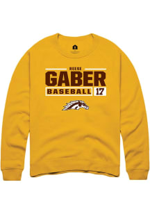Reese Gaber  Rally Western Michigan Broncos Mens Gold NIL Stacked Box Long Sleeve Crew Sweatshirt