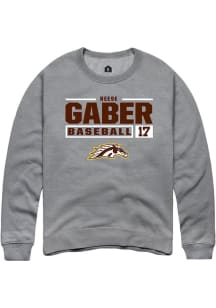 Reese Gaber  Rally Western Michigan Broncos Mens Grey NIL Stacked Box Long Sleeve Crew Sweatshirt