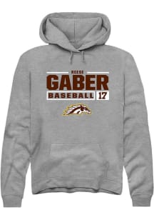 Reese Gaber  Rally Western Michigan Broncos Mens Grey NIL Stacked Box Long Sleeve Hoodie