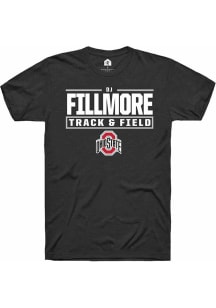 DJ Fillmore  Ohio State Buckeyes Black Rally NIL Stacked Box Short Sleeve T Shirt