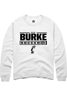 Ella Burke  Rally Cincinnati Bearcats Mens White NIL Stacked Box Long Sleeve Crew Sweatshirt