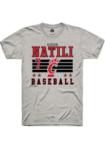 Jackson Natili  Cincinnati Bearcats Ash Rally NIL Striped Short Sleeve T Shirt