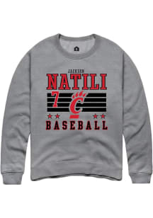 Jackson Natili  Rally Cincinnati Bearcats Mens Grey NIL Striped Long Sleeve Crew Sweatshirt