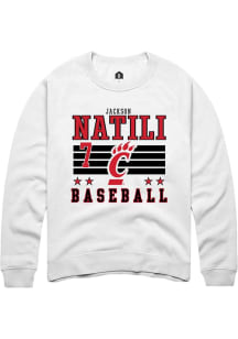 Jackson Natili  Rally Cincinnati Bearcats Mens White NIL Striped Long Sleeve Crew Sweatshirt
