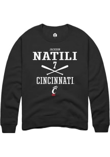 Jackson Natili  Rally Cincinnati Bearcats Mens Black NIL Sport Icon Long Sleeve Crew Sweatshirt