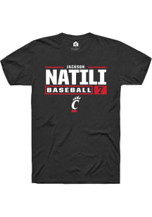 Jackson Natili  Cincinnati Bearcats Black Rally NIL Stacked Box Short Sleeve T Shirt