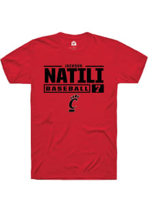 Jackson Natili  Cincinnati Bearcats Red Rally NIL Stacked Box Short Sleeve T Shirt