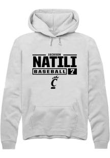 Jackson Natili  Rally Cincinnati Bearcats Mens White NIL Stacked Box Long Sleeve Hoodie