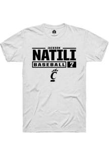 Jackson Natili  Cincinnati Bearcats White Rally NIL Stacked Box Short Sleeve T Shirt