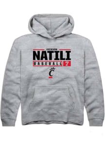 Jackson Natili  Rally Cincinnati Bearcats Youth Grey NIL Stacked Box Long Sleeve Hoodie