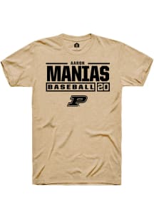 Aaron Manias  Purdue Boilermakers Tan Rally NIL Stacked Box Short Sleeve T Shirt