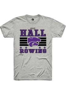 Grace Hall  K-State Wildcats Ash Rally NIL Striped Short Sleeve T Shirt