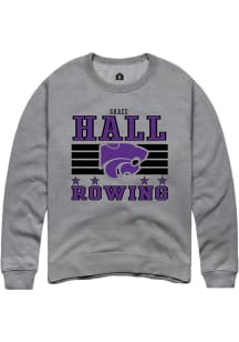Grace Hall  Rally K-State Wildcats Mens Grey NIL Striped Long Sleeve Crew Sweatshirt