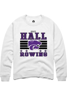 Grace Hall  Rally K-State Wildcats Mens White NIL Striped Long Sleeve Crew Sweatshirt