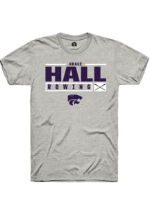 Grace Hall  K-State Wildcats Ash Rally NIL Stacked Box Short Sleeve T Shirt