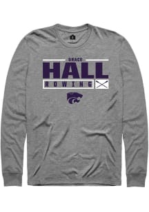 Grace Hall  K-State Wildcats Graphite Rally NIL Stacked Box Long Sleeve T Shirt
